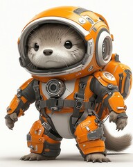 Cute Otter Astronaut in Space Suit