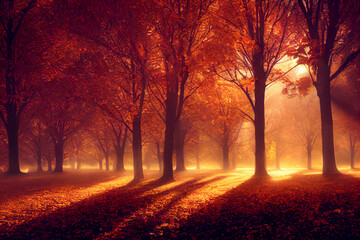 Fototapeta premium Silhouette of trees against sunset