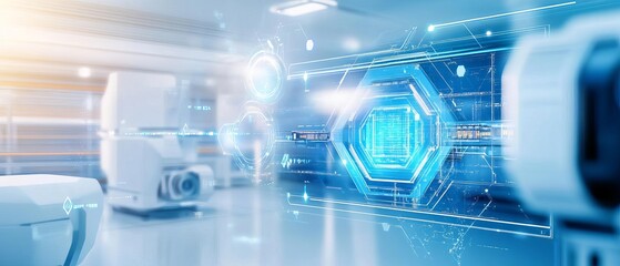 Fototapeta premium An intelligent storage facility where AI and machine learning work in harmony with robotic systems, driving efficient inventory management through realtime analytics and research