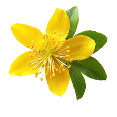  Hypericum flower object isolated on transparent png.