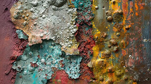 Chromatic Decay: A symphony of rust and peeling paint, revealing a vibrant tapestry of time and texture.