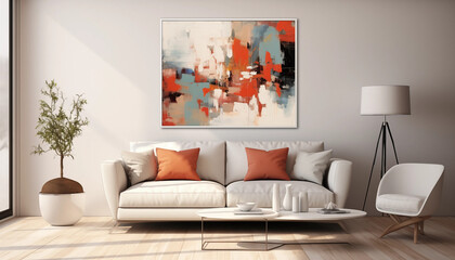 Abstract Painting in Modern Living Room Interior