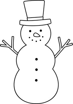 recommend clip art: Winter snowman outline vector.
                    Isolated cute Christmas snowman coloring drawing vector.