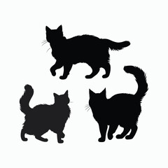 Norwegian Forest Cat Silhouette Vector Set Animals Illustration Template