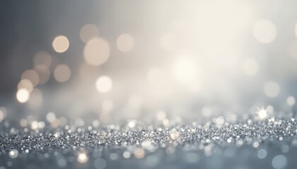 Abstract Elegant Glitter Background with Soft Bokeh Vintage Lights in Silver and White - Perfect for Celebrations, Events, and Festive Themes