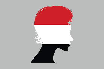 Yemen flag and Yemen girl’s shape, Yemen national flag, Yemen flag vector illustration
