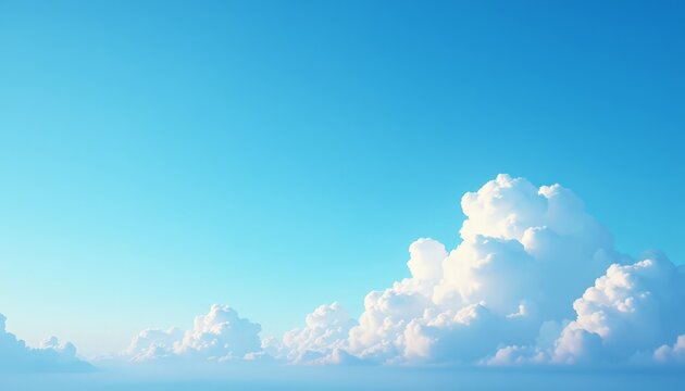 Clear Blue Sky with Fluffy White Clouds - Perfect for Nature and Weather Photography