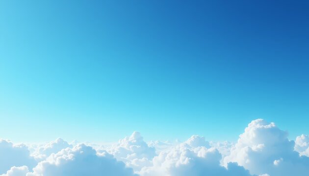 Clear Blue Sky with Fluffy White Clouds - Perfect for Nature and Weather Photography