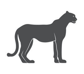 Minimalist Hand Drawn Cheetah Silhouette Vector on a White Background