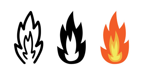 Set of Fire effect cartoon doodle, Vector.