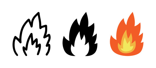 Set of Fire effect cartoon doodle, Vector.