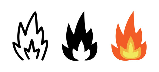 Set of Fire effect cartoon doodle, Vector.