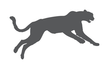 Minimalist Hand Drawn Cheetah Silhouette Vector on a White Background