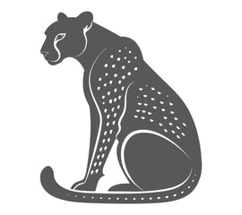 Minimalist Hand Drawn Cheetah Silhouette Vector on a White Background