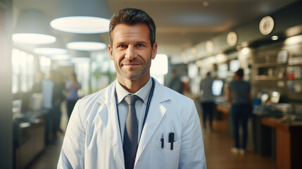 doctor standing confidently at hospital