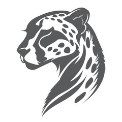 Minimalist Hand Drawn Cheetah Head Silhouette Vector on a White Background