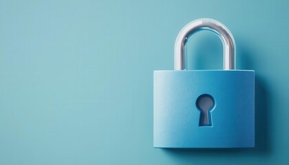 Naklejka premium Blue padlock on a digital folder, file encryption and security, 3D illustration