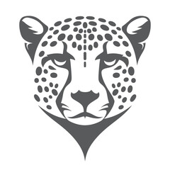 Minimalist Hand Drawn Cheetah Head Silhouette Vector on a White Background