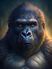 Obraz premium Majestic Powerful Gorilla Captivating Expression Intense Stare Robust Dominant Nature Wildlife Portrait
