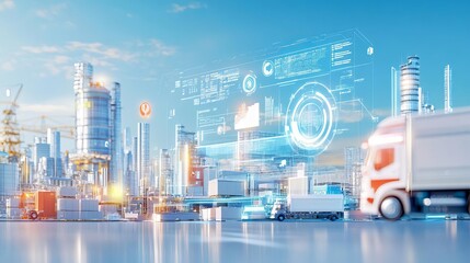 An advanced logistics hub with AIdriven algorithms and big data analytics, streamlining fulfillment, distribution, and tracking