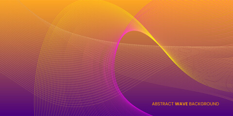 Abstract wave background in purple and yellow colors. Futuristic concept background with flowing wavy lines. Good for brochure, flyer, banner, poster, cover.