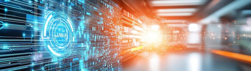 Obraz premium A futuristic fulfillment center where predictive algorithms and big data enhance distribution and tracking capabilities