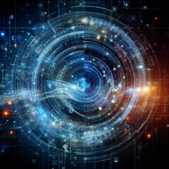 Obraz premium Digital backdround ideal for technological operations, neural networks, AI, data transmission and encryption, digital archives, audio and visual representations, scientific research 