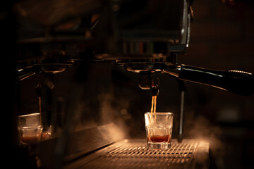 Espresso Shot in the Making by Espresso machine.
