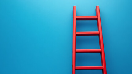  This image features a red ladder set against a blue background, symbolizing a challenge or goal. The vibrant contrast emphasizes the ladder's significance as a tool for overcoming obstacles 