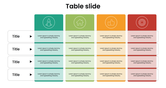 PowerPoint Table Layout, Presentation Table design, Presentation Table Design, Creative Table Design