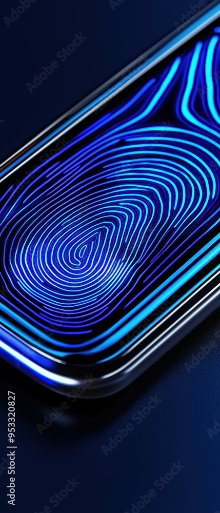 Aufkleber closeup of digital wallet with fingerprint scanner, highlighting the use of biometrics for secure ac