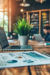 laptop and coaching with business people in meeting for project management, review or planning. Technology, website and training with group of employees in office for collaboration, Generative AI