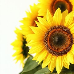 The common sunflower is an annual herb with a rough, hairy stem that can grow up to 14 ft tall. Generative ai.