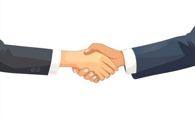 Businesswoman and businessman handshake - Two business people shaking hands in office. Deal, partnership, equality and agreement concept.  illustration on white, Generative AI