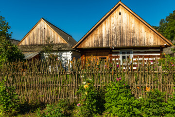 Traditional architecture of polish village. Entography and folklore in polish countryside.