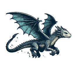Fototapeta premium wyvern dragon hand drawn sketch vector