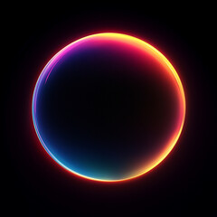 Obraz premium A sphere with a gradient of colors in the middle, a symmetrical composition, a black background, a simple and minimalist design, smooth curves, a glowing effect, light reflection o