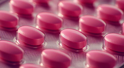 Close-up of pink pills in the packaging, 