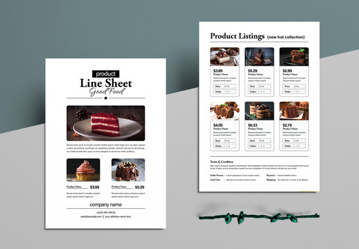 Product Line Sheet Template