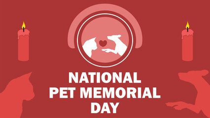 National Pet Memorial Day vector banner design with geometric shapes and vibrant colors on a horizontal background.