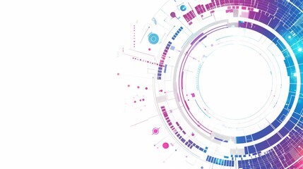 Obraz premium a vector background smart use of technology. mostly white space with colourful graphics around the edge, blue and purple hues