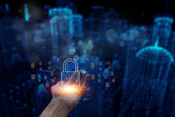 Cryptic spectrum cyber security wallpaper in blue and purple tones, focusing on digital protection, encryption, and secure network concepts, ideal for showcasing advanced cybersecurity themes