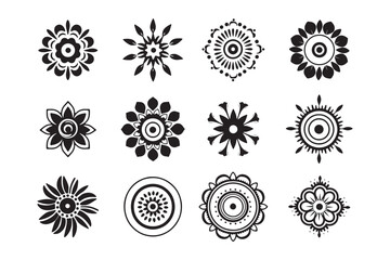 Set of Mandala Illustration Design, geometrical Mandala Clipart, mandalas for coloring book interior, Muslim mandala, silhouette, SVG, PNG