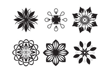 Obraz premium Set of Mandala Illustration Design, geometrical Mandala Clipart, mandalas for coloring book interior, Muslim mandala, silhouette, SVG, PNG