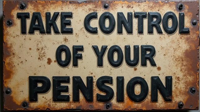 Motivational poster with take control of your pension message