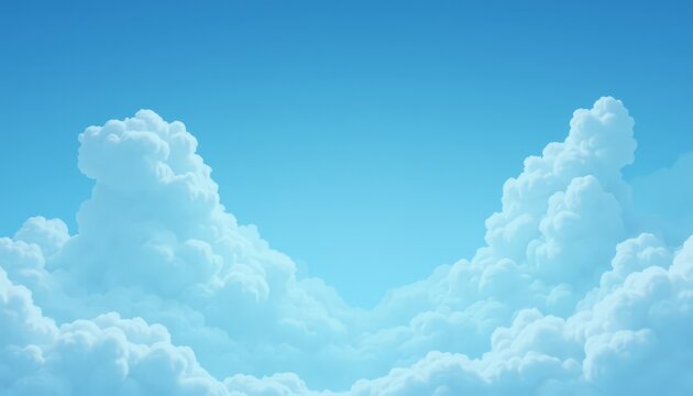 Clear Blue Sky with Fluffy White Clouds - Perfect for Nature and Weather Photography