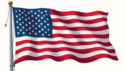 American Flag Waving in the Wind - Patriotic Symbol of the United States, Stars and Stripes