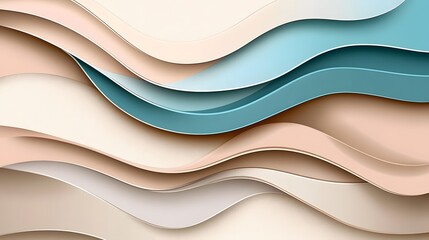 Obraz premium Abstract waves in pastel tones: layered geometric patterns and fluid curves in soft colors