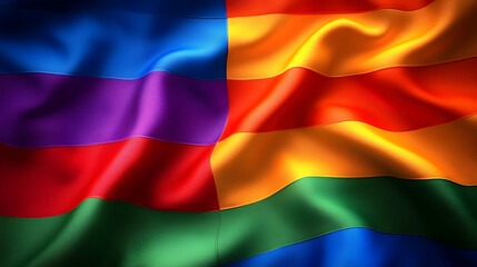 Obraz premium Multicolored striped flag with vibrant colors and silky texture.