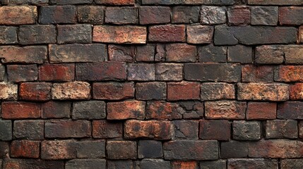 Obraz premium High-resolution texture of old brick wall with varying shades of red and brown, ideal for urban or industrial themes.